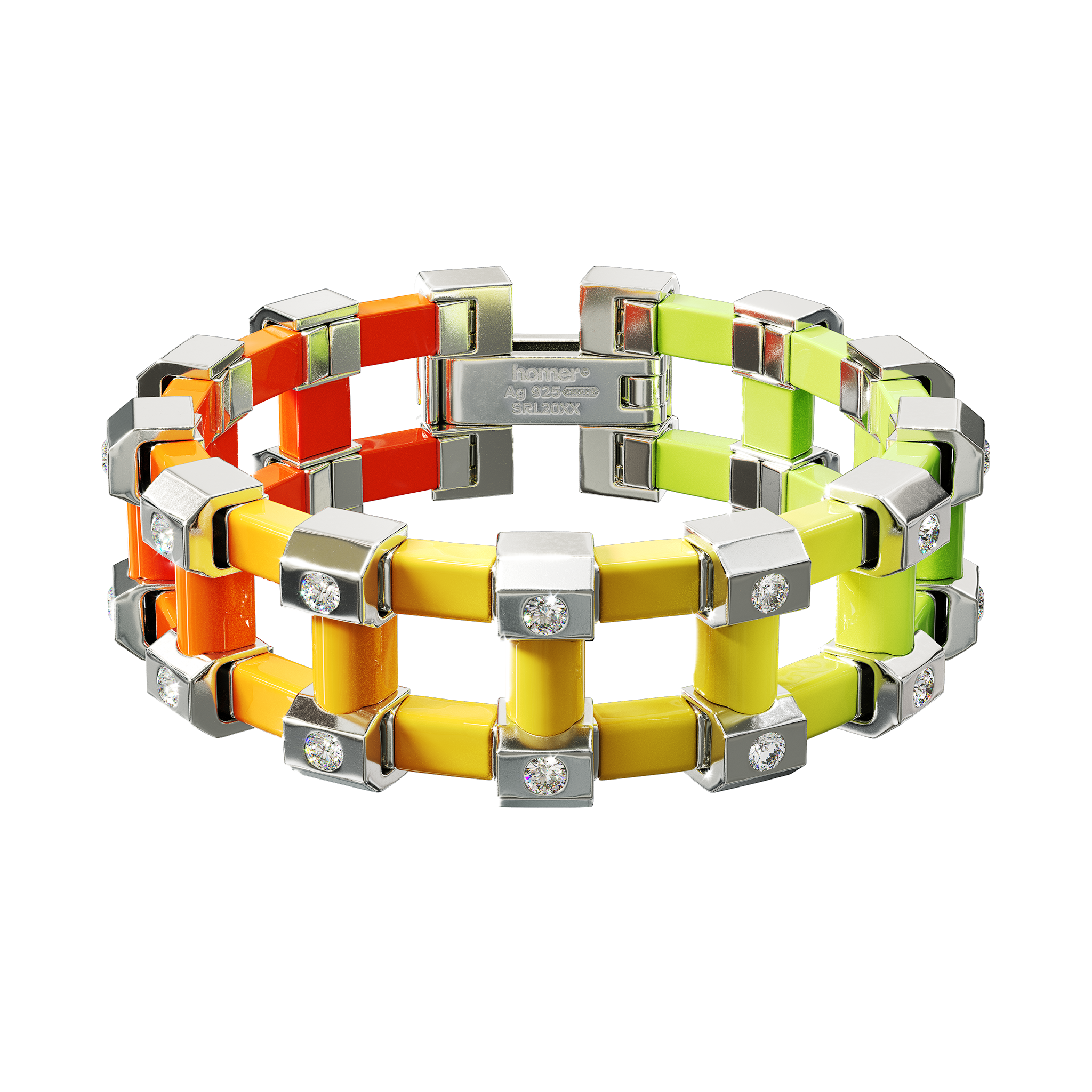 A detail of Sodium Bracelet XL in Infrared Gradient